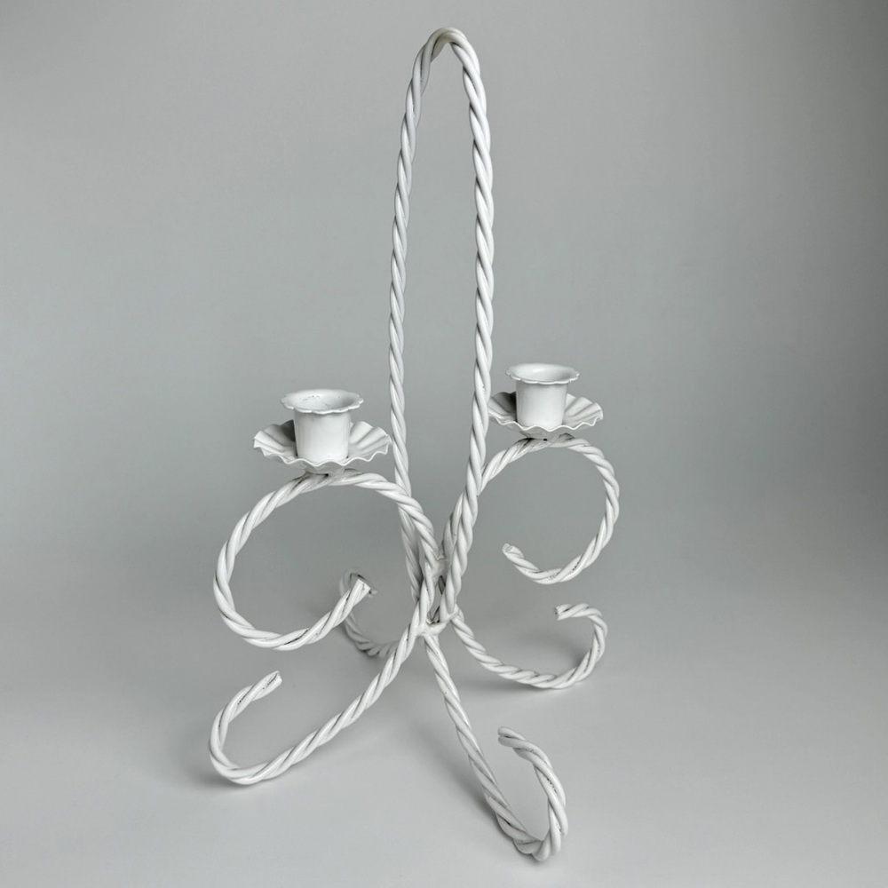 1950’s Metal Candelabra Centerpiece by Homco White